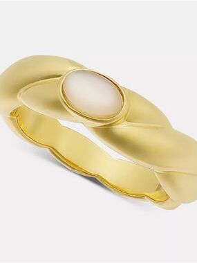 Gold Braided Ring with White Stone